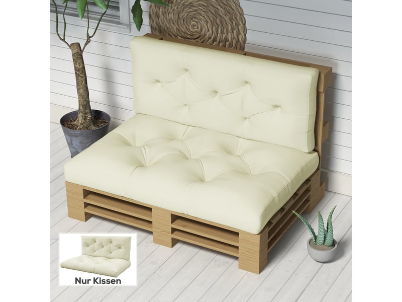  Coussin d'assise capitonné, 120 x 80 x 12 cm, blanc crème  - Conforama C