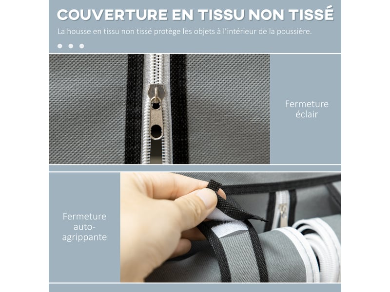  Armoire penderie en tissu non tissé gris clair 125 x 43 x 162,5 cm  - Conforama E