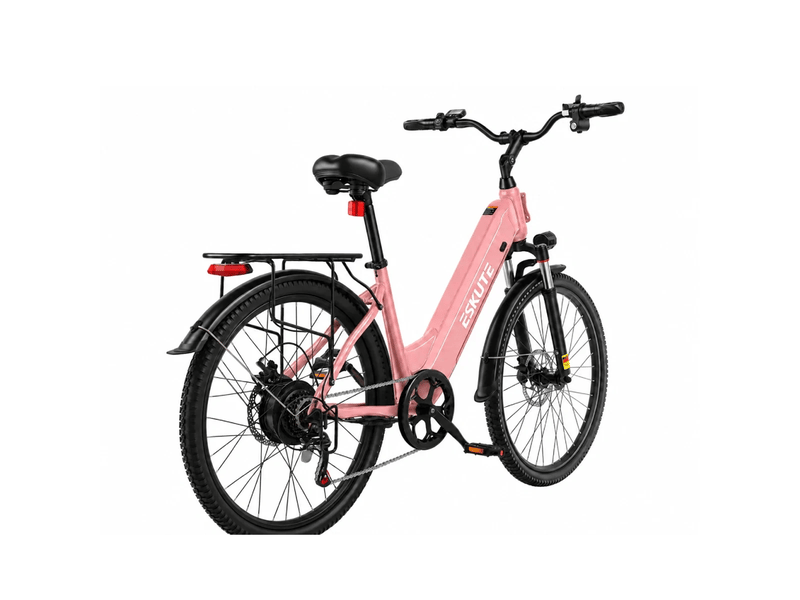  Vélo électrique de ville eskute c202, step-through 26, 48v 17.5ah, 7 vitesses, rose  - Conforama C