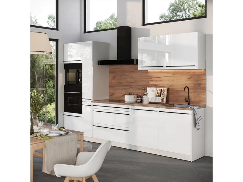  Vicco cuisine, blanc haute brillanceblanc, 310cm sans plan de travail  - Conforama C