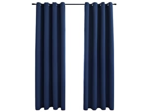 Lot de 2 rideaux occultants, rideaux black-out avec anneaux en métal bleu 140x245 cm cf44839