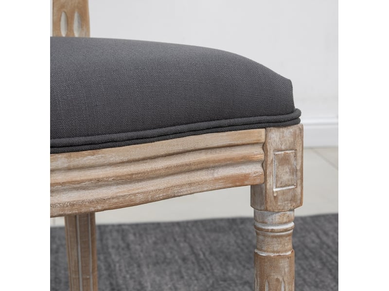 Lot de 2 chaises de salle à manger gris et bois clair, style campagne française, confort rembourré durable  - Conforama C