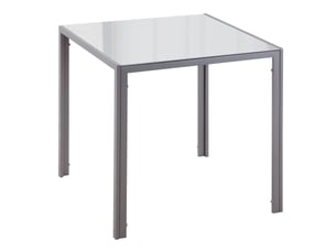 Table de salle à manger carrée pour 4 personnes avec plateau en verre et cadre en métal pour cuisine, 75 × 75 × 75 cm