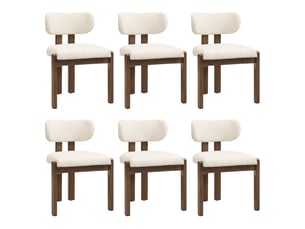 Chaise de salle à manger en bois d'hévéa massif tissu bouclé, dossier ergonomique incurvé, style nordique moderne