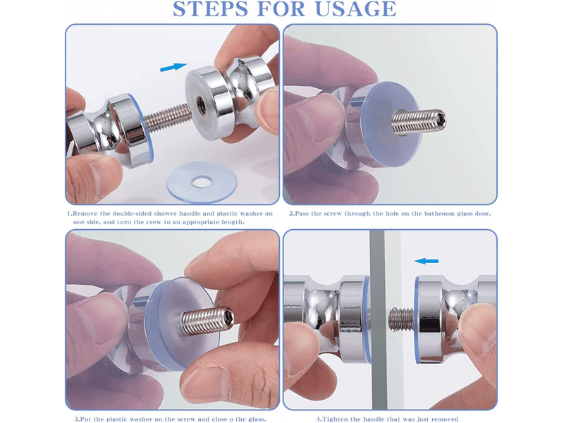  Poignées pour porte de douche (paquet de 2) - 30 mm - acier inoxydable massif - adaptées pour la salle de bain et la cuisine  - Conforama D