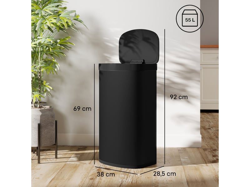  Poubelle automatique 55 l capteur infrarouge acier inoxydable noir 38 x 28,5 x 69 cm  - Conforama C