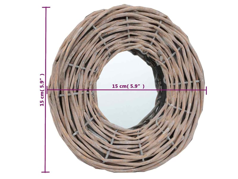  Lot de 3 miroirs, miroir décoratif 15 cm osier cf62935  - Conforama E