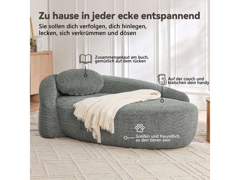  Canapé de salon, canapé tissu — en tissu polaire, pour chambre, pour salon, gris  - Conforama R