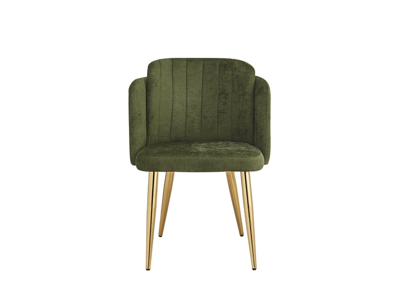  Lot de 6 chaises de salle à manger modernes 58.5x62x78cm - chaise rembourrée - pieds de chaise réglables en hauteur - vert et doré  - Conforama D