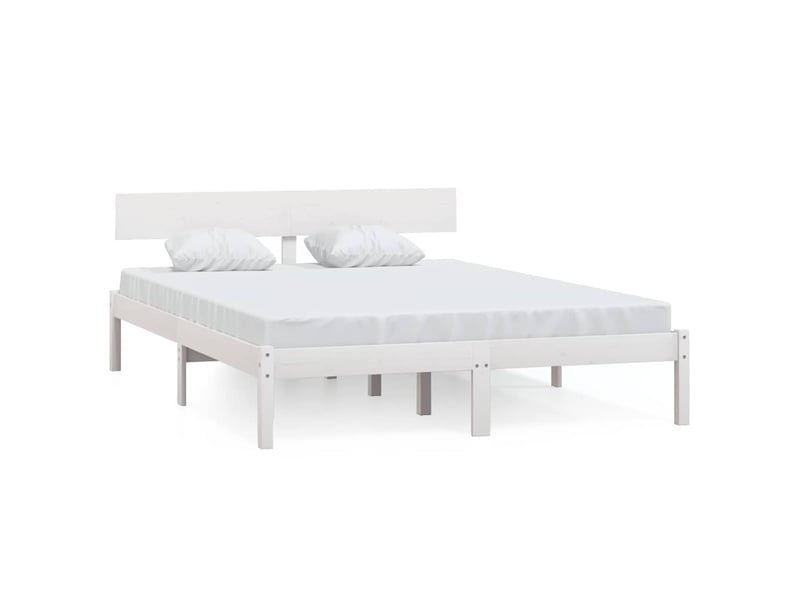  Lit double- lit adulte -  cadre de lit sans matelas blanc bois de pin massif  - Conforama A