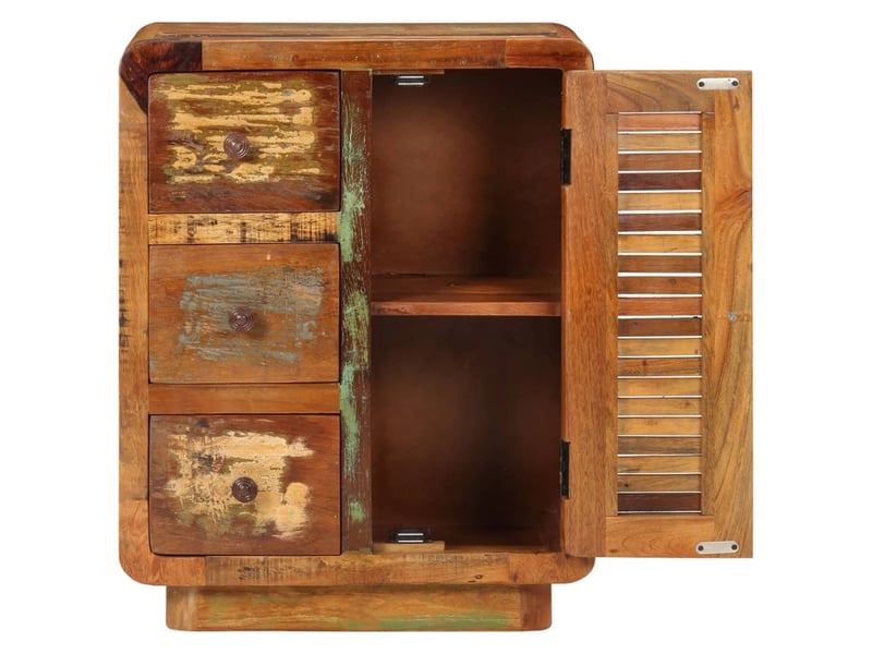  Buffet - bahut - meuble de rangement avec 3 tiroirs 55x30x70 cm bois de récupération massif  - Conforama C
