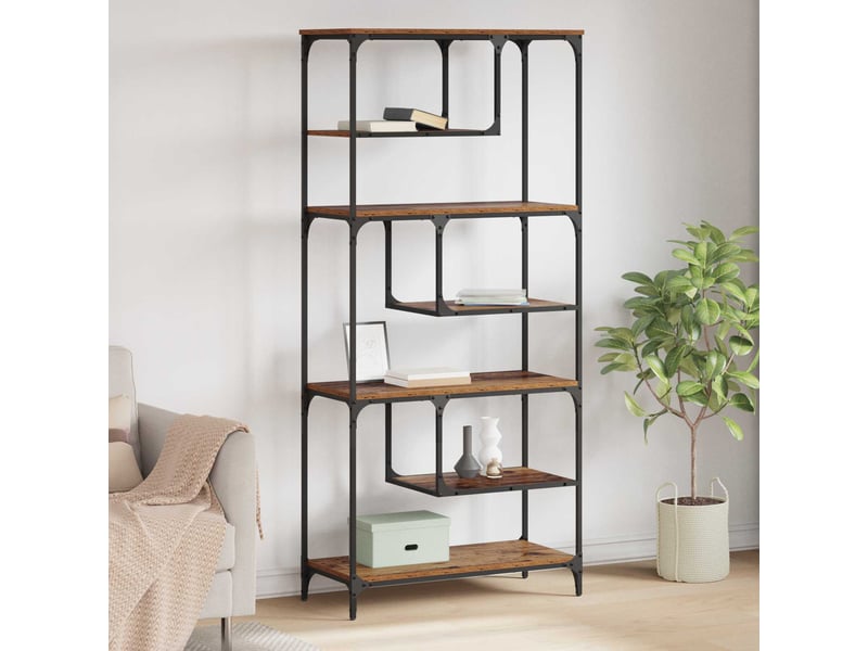 Bibliothèque 6 niveaux, armoire à livres 81 x 36 x 176 cm bois d'ingénierie shl2075 - Conforama B
