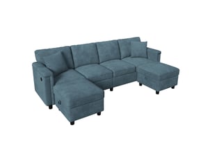 Canapé d'angle réversible convertible <strong>HAUSS SPOLE</strong> <strong></strong> 4 places Tissu bleu avec coffre de rangement