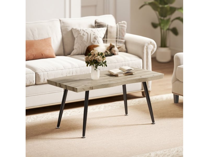  Table d'appoint en bois chêne, pieds en acier, 100 x 50 x 45 cm  - Conforama B
