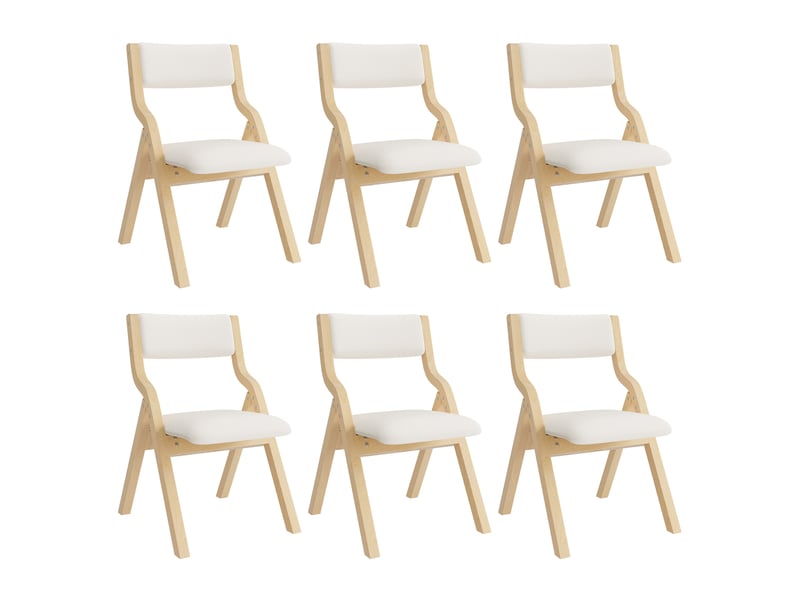  Lot de 6 chaises de salle à manger pliantes en lin beige  - Conforama A
