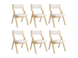 Lot de 6 chaises de salle à manger pliantes en lin beige