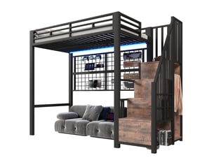 Lit mezzanine 90x200 cm MEUBLIV coloris noir