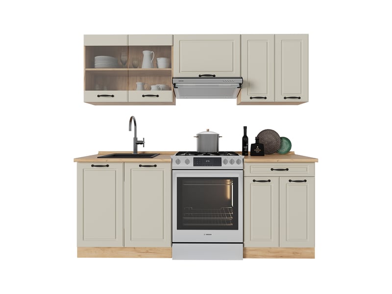  Vicco cuisine, sable campagnechêne doré, 200cm sans plan de travail  - Conforama E