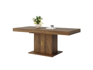 Table à manger extensible 140–180 cm, rangement intégré, portes rainurées