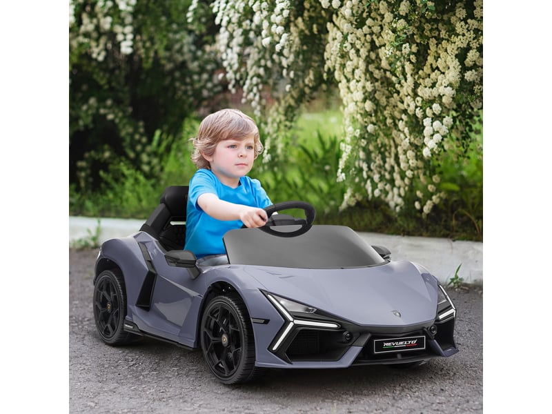  Voiture électrique pour enfants de 3 à 5 ans, conduite souple, télécommandée, avec klaxon, en plastique et métal, grise  - Conforama D