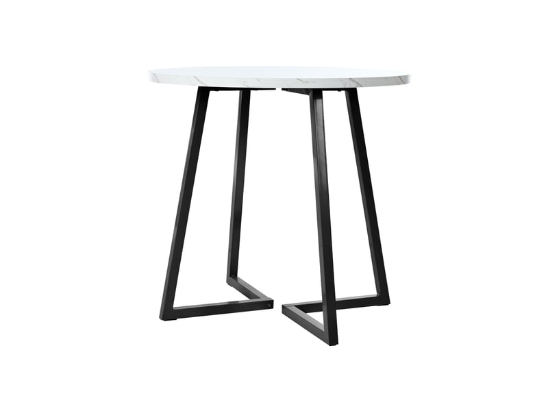 Table ronde, ø 80 cm, table de cuisine, design moderne, pratique, plateau mdf, piètement métal, coloris blanc et noir - Conforama A