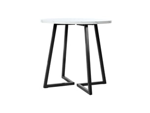 Table ronde, ø 80 cm, table de cuisine, design moderne, pratique, plateau mdf, piètement métal, coloris blanc et noir
