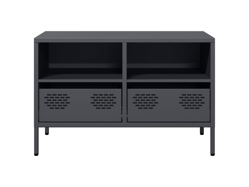  Meuble tv - banc tv - meuble de rangement anthracite 68x39x43,5 cm acier laminé à froid  - Conforama E