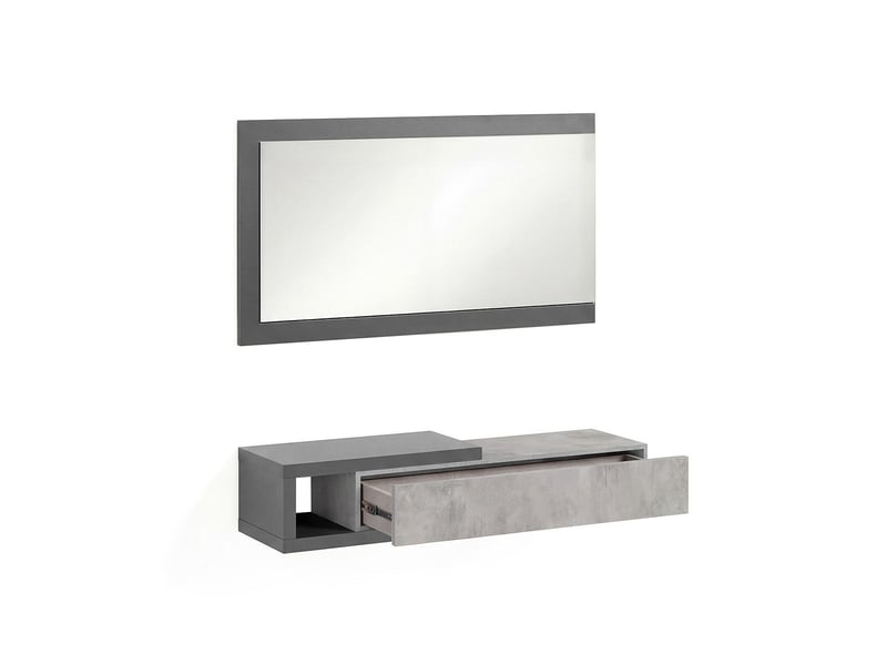 Armoire de couloir derek avec miroir gris grafito - gris cemento 95 x 19 x 26 cm REC26A01GE - Conforama E