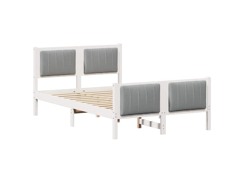  Lit double- lit adulte -  cadre de lit avec tête de lit blanc et gris clair 120 x 190 cm  - Conforama A
