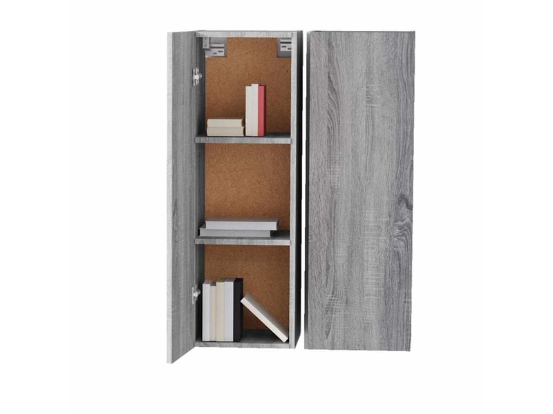  Lot de 2 meuble tv bas salon sonoma gris 30,5x30x90 cm bois d'ingénierie  - Conforama E