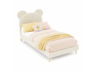 Lit simple 90x200 cm <strong>HAVRYA</strong>  <strong></strong> coloris beige
