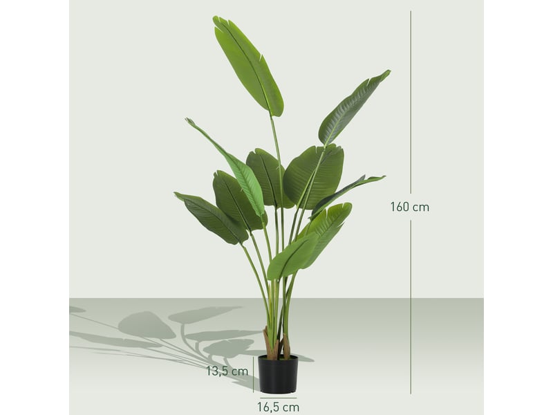  Plante artificielle intérieure 160 cm, arbre artificiel avec pot en plastique et terreau floqué, vert  - Conforama E