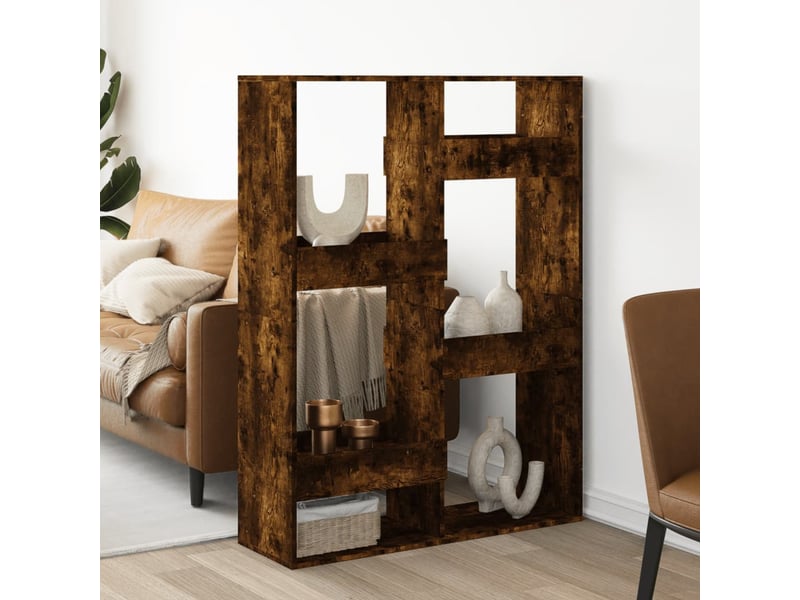  Cloison bibliothèque, meuble de rangement chêne fumé100x33x135 cm bois d'ingénierie  - Conforama C