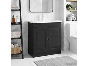 Armoire sous évier de salle de bain, meuble de rangement noir 56x37.5x81 cm shl4286