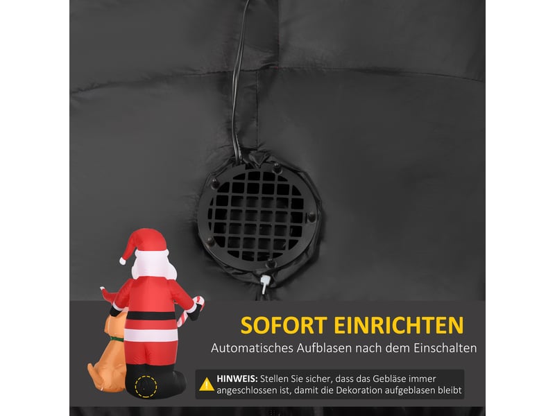  Décoration de noël gonflable père noël et chien led avec souffleur 117 x 80 x 157 cm  - Conforama D