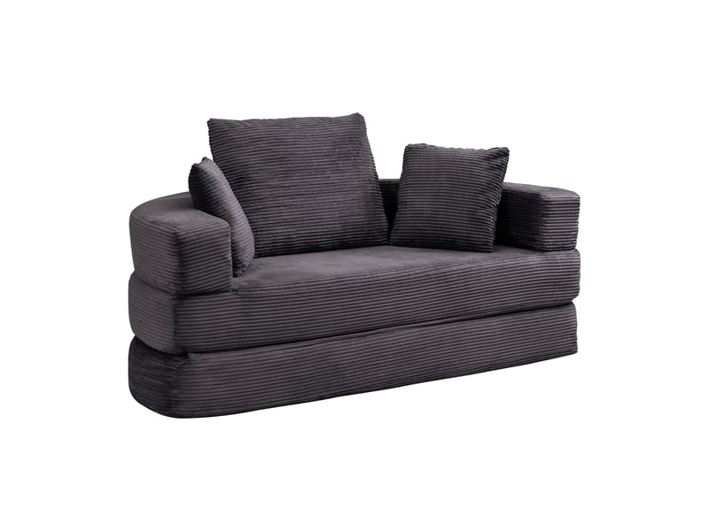  Canapé-lit pliant ovale sans pieds, avec coussins, modulaire, tissu velours côtelé, 173 x 176 cm, appartement, salon, chambre  - Conforama A