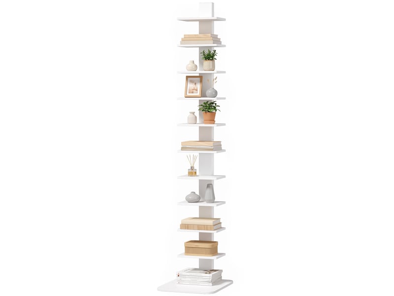  Bibliothèque moderne à 11 niveaux, style industriel, gain de place, 34,5 x 41,5 x 163,5 cm, blanche  - Conforama B