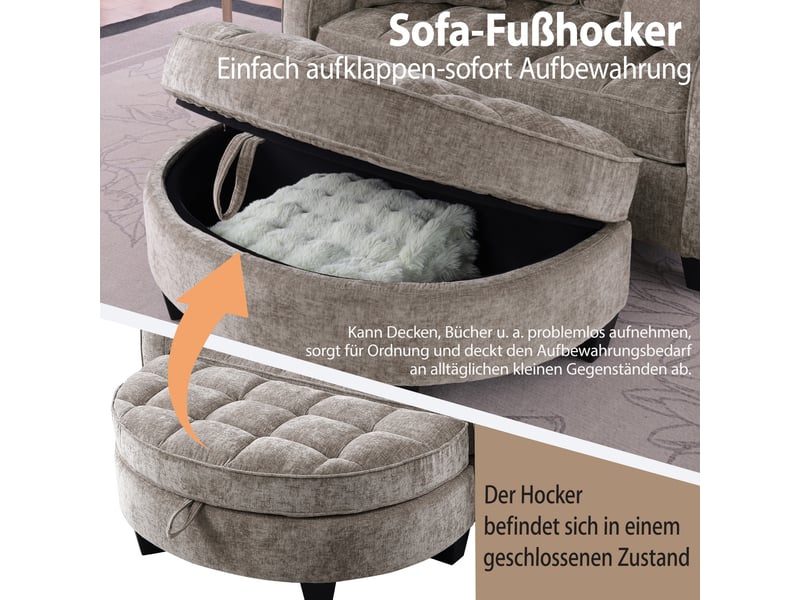  Canapé convertible, canapé-lit, en tissu, marron, 2 en 1, avec pouf, pour salon, chambre, mobilier pour espace de vie, bureau  - Conforama E