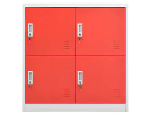 Armoire à casier, rangement de bureau gris clair et rouge 90x45x92,5 cm acier