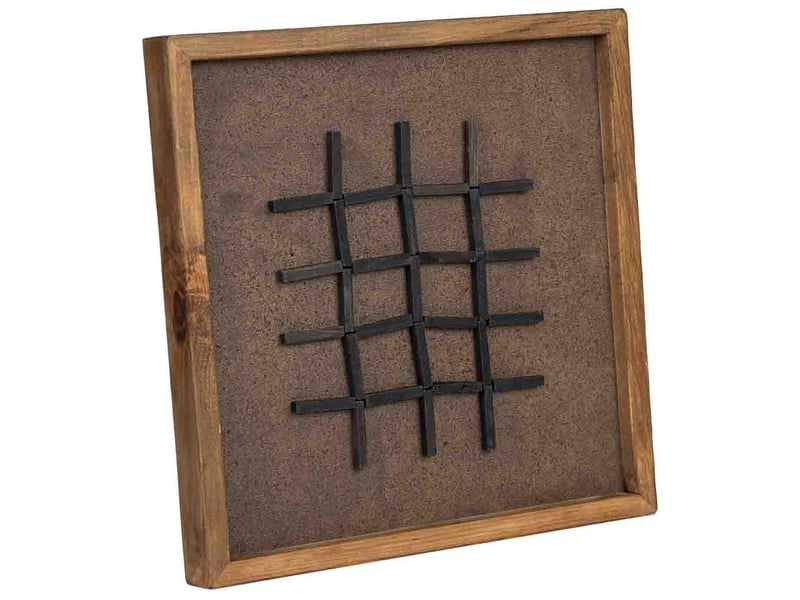  Tableau artisanal en bois recyclé relief marron et noir 40x4x40 cm h  - Conforama A