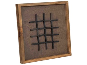 Tableau artisanal en bois recyclé relief marron et noir 40x4x40 cm h