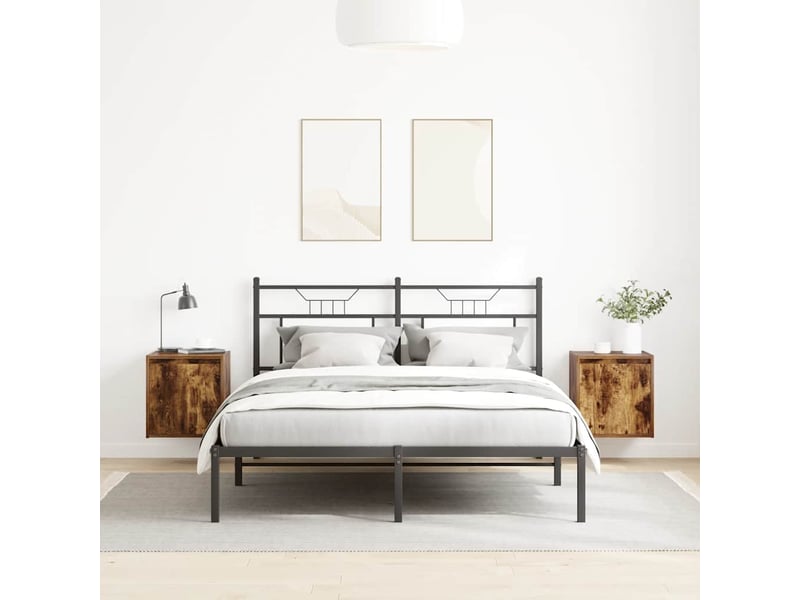  Lot de 2 tables de chevet - cabinet de chevet - table de nuit murales chêne fumé 38x34x40 cm  - Conforama B