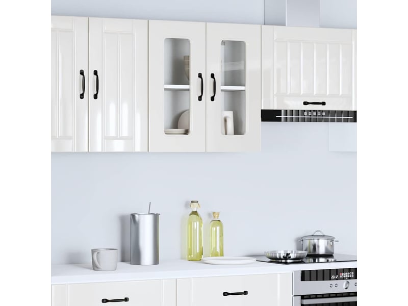  Armoire murale de cuisine avec porte vitrée bois d'ingénierie blanc brillant shl4316  - Conforama C