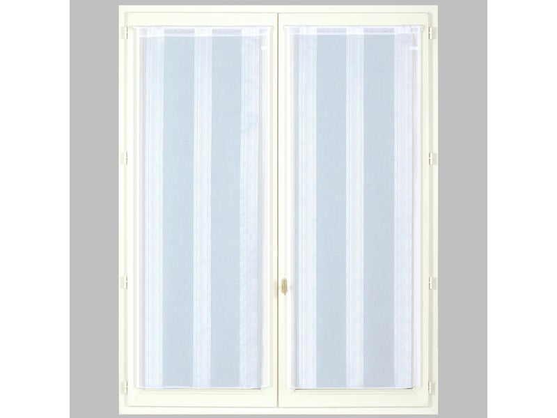 Paire de voilages étamine fines rayures, vitrage finition passe-tringle, 70x200cm prêts à poser, blanc, dylrev 39155 - Conforama B