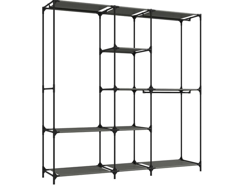 Armoire textile ouverte noire 182 x 43 x 182 cm avec 3 tringles et 5 étagères, montage sans outil pratique  - Conforama A