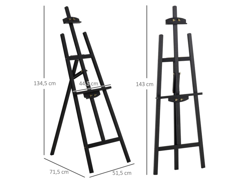  Chevalet d'artiste sur pieds dim. 51,5l x 71,5l x 134,5h cm réglable inclinaison 90° max. Bois de pin  - Conforama C