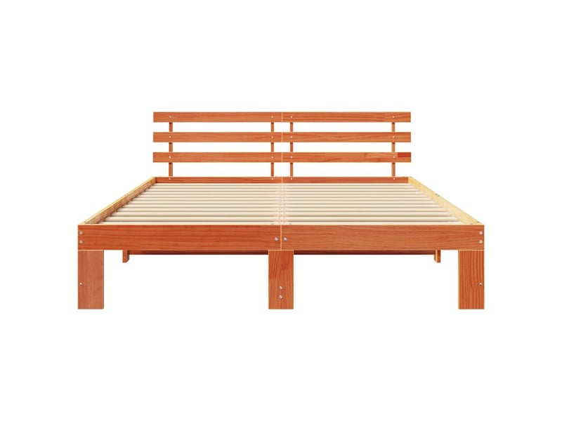  Lit double- lit adulte -  cadre de lit avec tête de lit brun  150 x 200 cm pin massif  - Conforama D