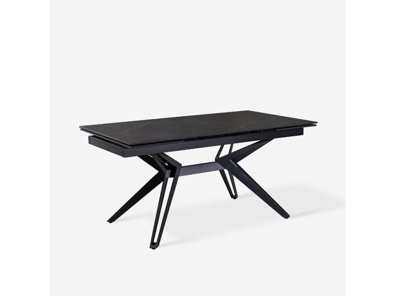  Table extensible en céramique et métal 160240x90 iulius - effet marbre noir  - Conforama A