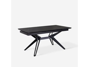 Table extensible en céramique et métal 160240x90 iulius - effet marbre noir
