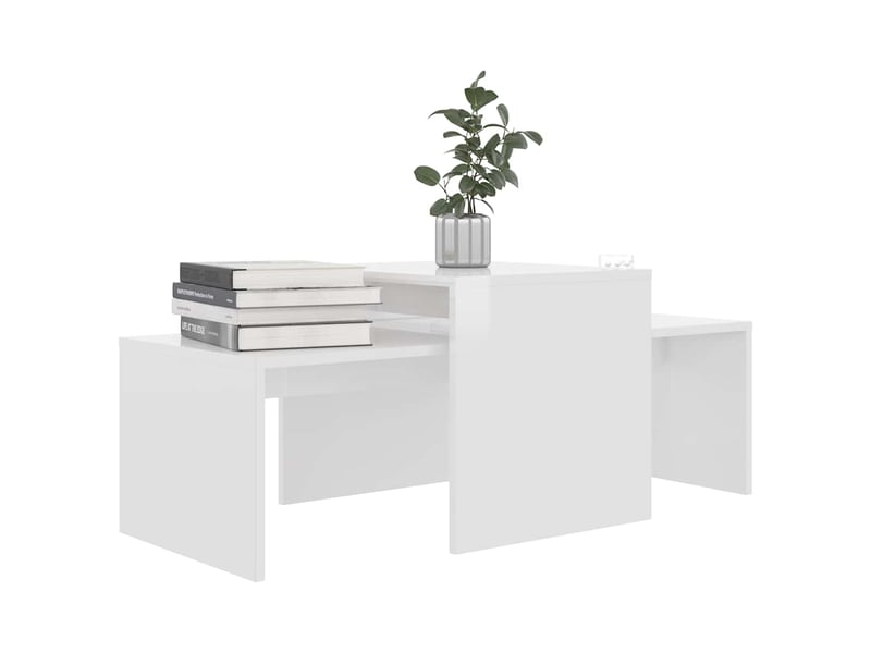  Ensemble de tables gigognes 2 pcs blanc brillant bois d’ingénierie  - Conforama C